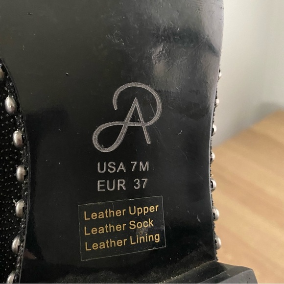Adrianna Papell Black Leather Studded Loafers - Picture 9 of 11